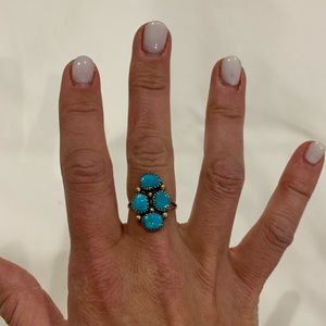 Turquoise and Stearling Silver Ring, Size 7.5